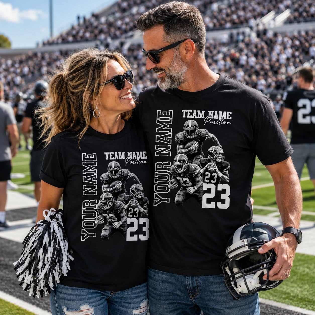 Customized American Football Photos Collage Shirt, Personalized Football Shirt With Name & Number, Football Team Gift Na02