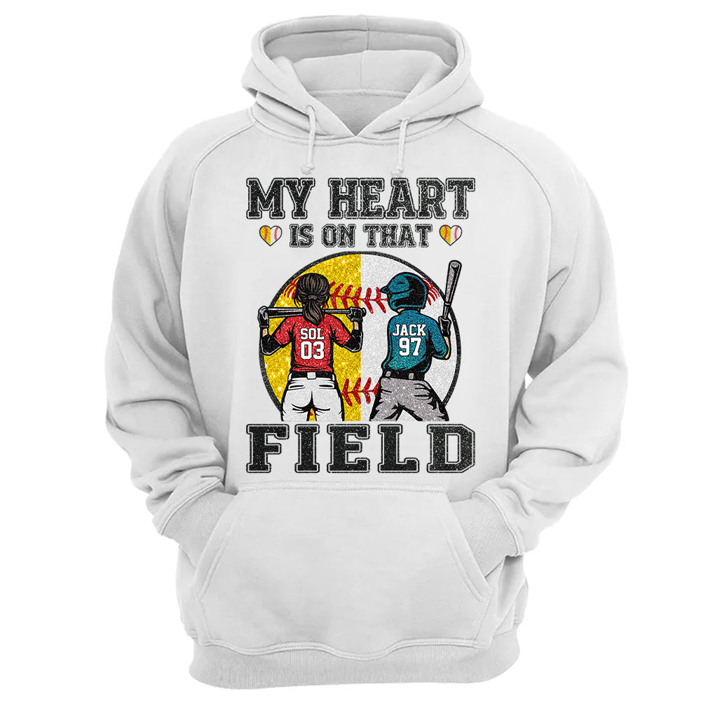 My Heart Is On That Field - Personalized Shirt For Baseball Softball Family NA04 T24
