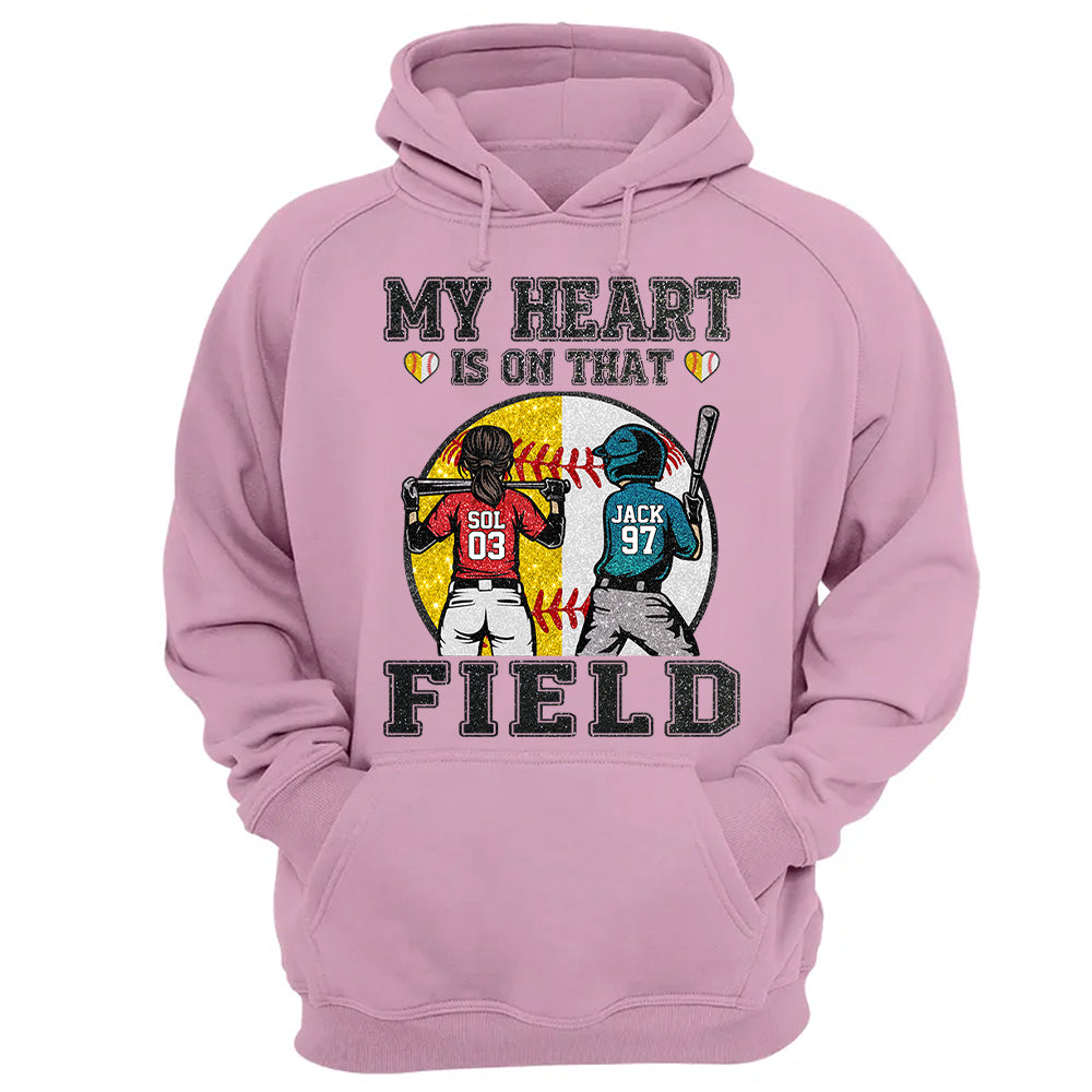 My Heart Is On That Field - Personalized Shirt For Baseball Softball Family NA04 T24