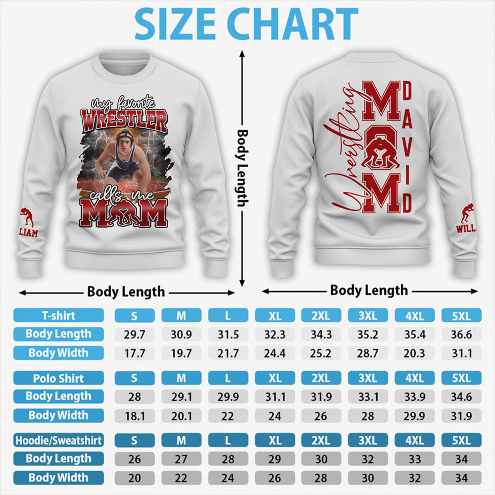 My Favorite Wrestler Calls Me Mom - Personalized All Over Print Shirt For Wrestling Mom Wrestling Family T1807