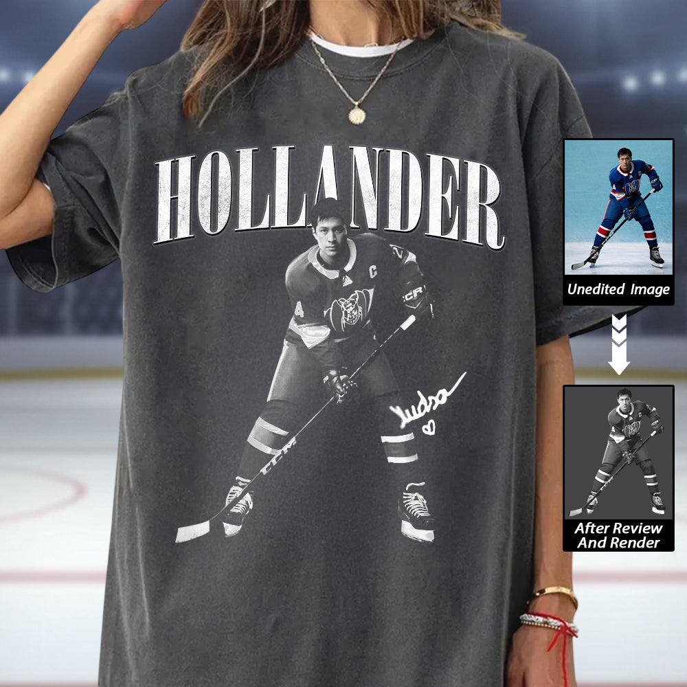 Custom Photo Ice Hockey Vintage Shirt, Hockey Tee Hv01