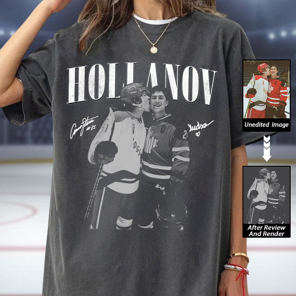Custom Photo Ice Hockey Vintage Shirt, Hockey Tee Hv01