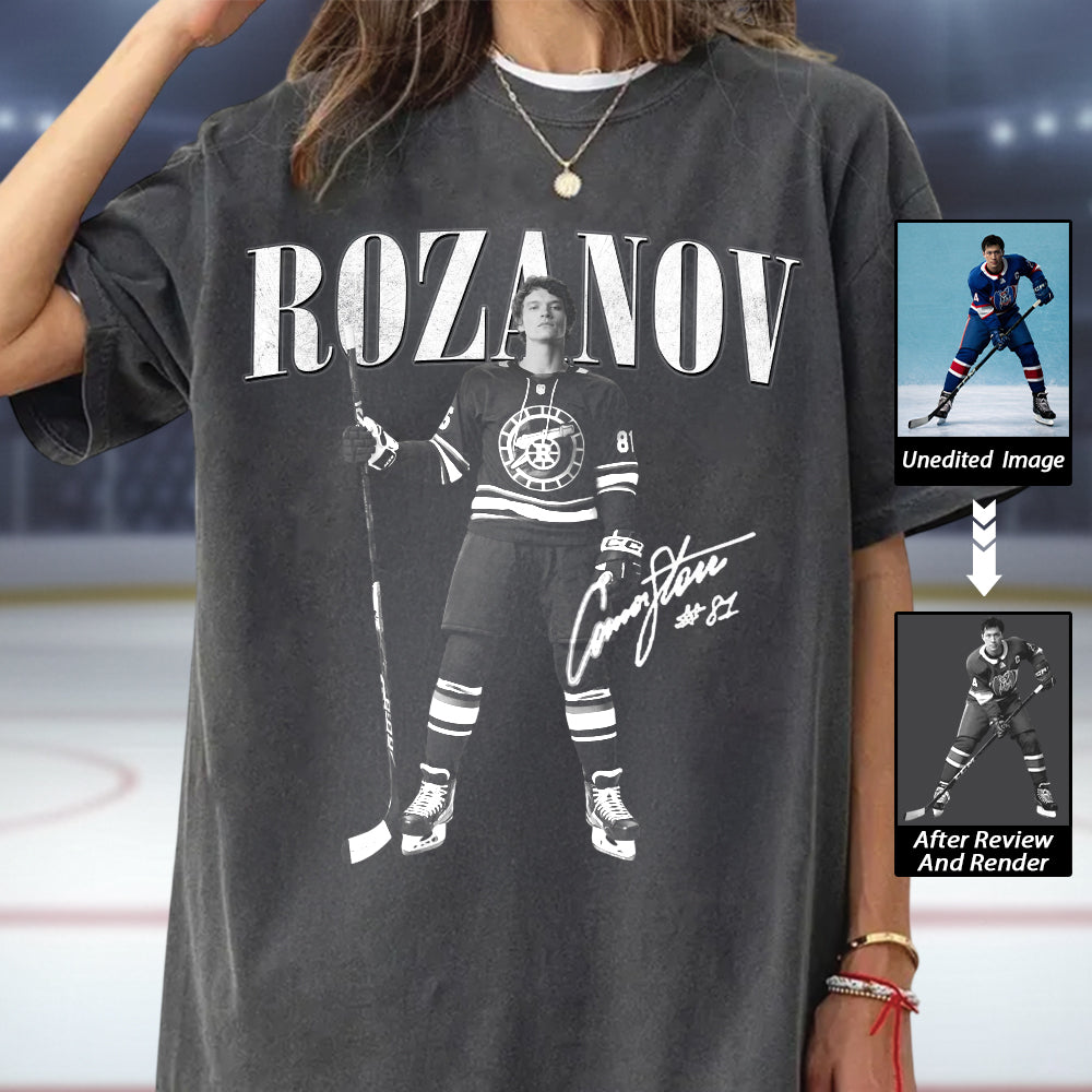 Custom Photo Ice Hockey Vintage Shirt, Hockey Tee Hv01