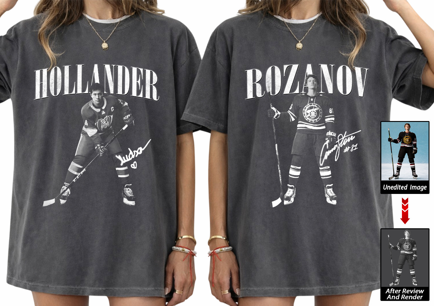 Custom Photo Ice Hockey Vintage Shirt, Hockey Tee Hv01