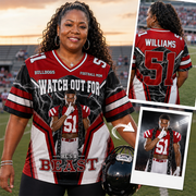 Watch Out for He’s a Beast Personalized Football Mom Jersey, Custom Name & Number Sports Jersey,Football Mom Gift Na02 Hv01