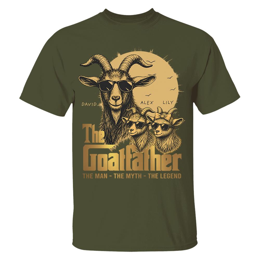Goat Father The Man The Myth The Legend, Personalized T-Shirt Father Day, Gifts for Dad Husband, Funny Papa  Tshirt Cool Goat Father Tee MI209 Nh00