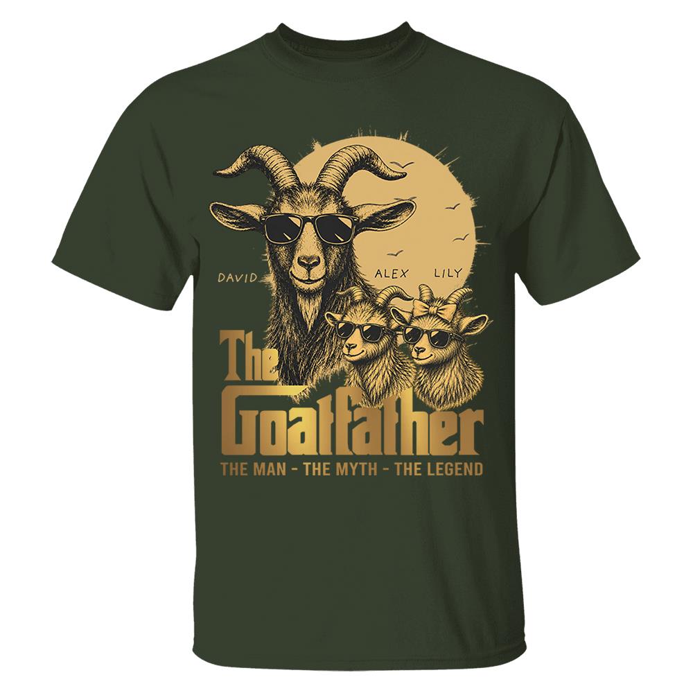 Goat Father The Man The Myth The Legend, Personalized T-Shirt Father Day, Gifts for Dad Husband, Funny Papa  Tshirt Cool Goat Father Tee MI209 Nh00