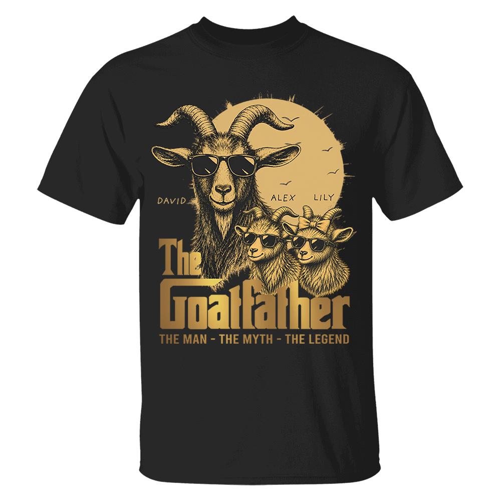 Goat Father The Man The Myth The Legend, Personalized T-Shirt Father Day, Gifts for Dad Husband, Funny Papa  Tshirt Cool Goat Father Tee MI209 Nh00