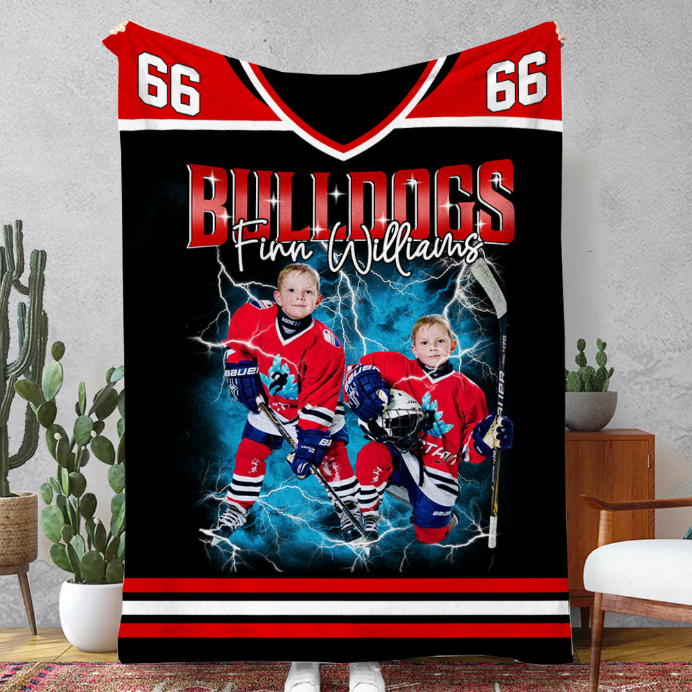Custom Photo Ice Hockey Jersey Blankets For Ice Hockey Family Game Day Blankets A2110 Do99