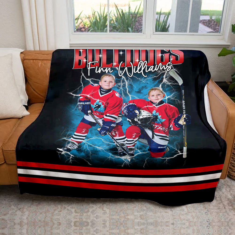 Custom Photo Ice Hockey Jersey Blankets For Ice Hockey Family Game Day Blankets A2110 Do99