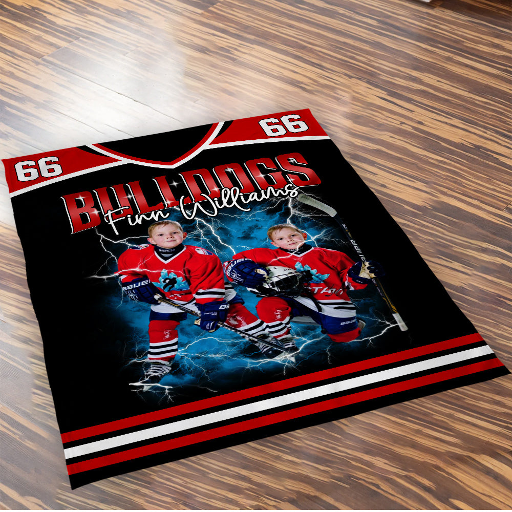 Custom Photo Ice Hockey Jersey Blankets For Ice Hockey Family Game Day Blankets A2110 Do99