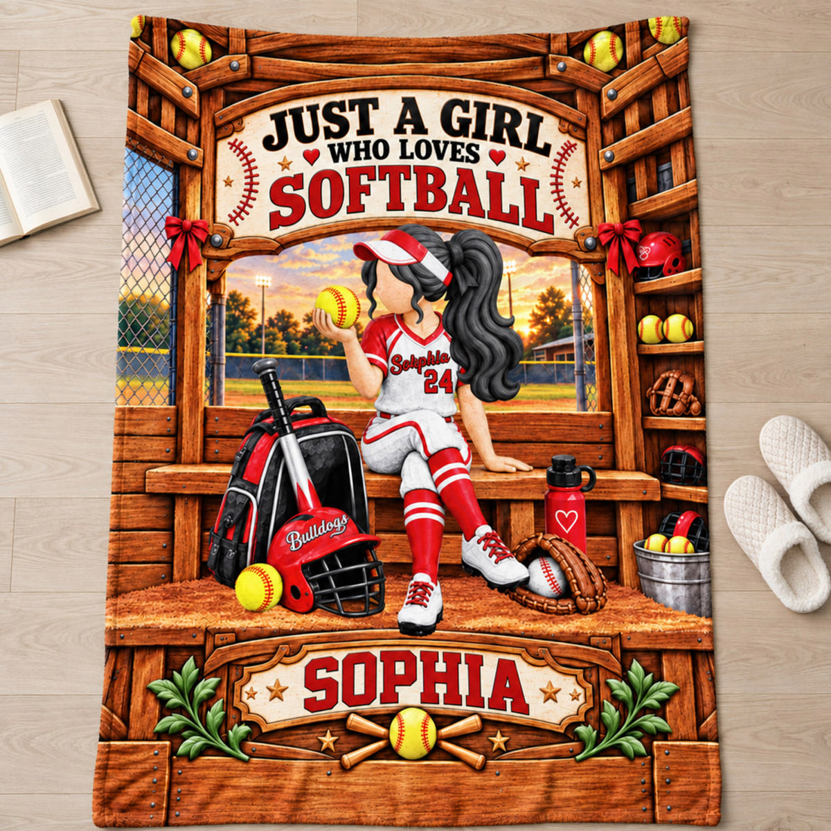 Just A Girl Who Loves Softball, Personalized Softball Blanket, Custom Player Name Gift, Gift For Softball Players Softball Lover C2408 Nh00 KL07