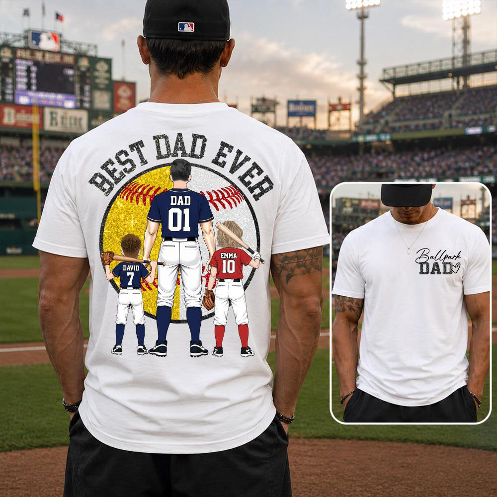 Best Dad Ever Baseball Shirt – Personalized Dad & Kids Shirt, Father’s Day Gift for Baseball, Softball Dad Na02 Nh00