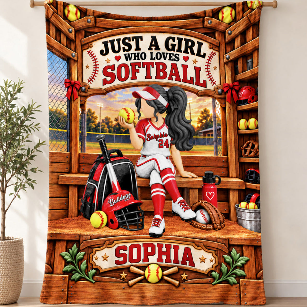 Just A Girl Who Loves Softball, Personalized Softball Blanket, Custom Player Name Gift, Gift For Softball Players Softball Lover C2408 Nh00 KL07