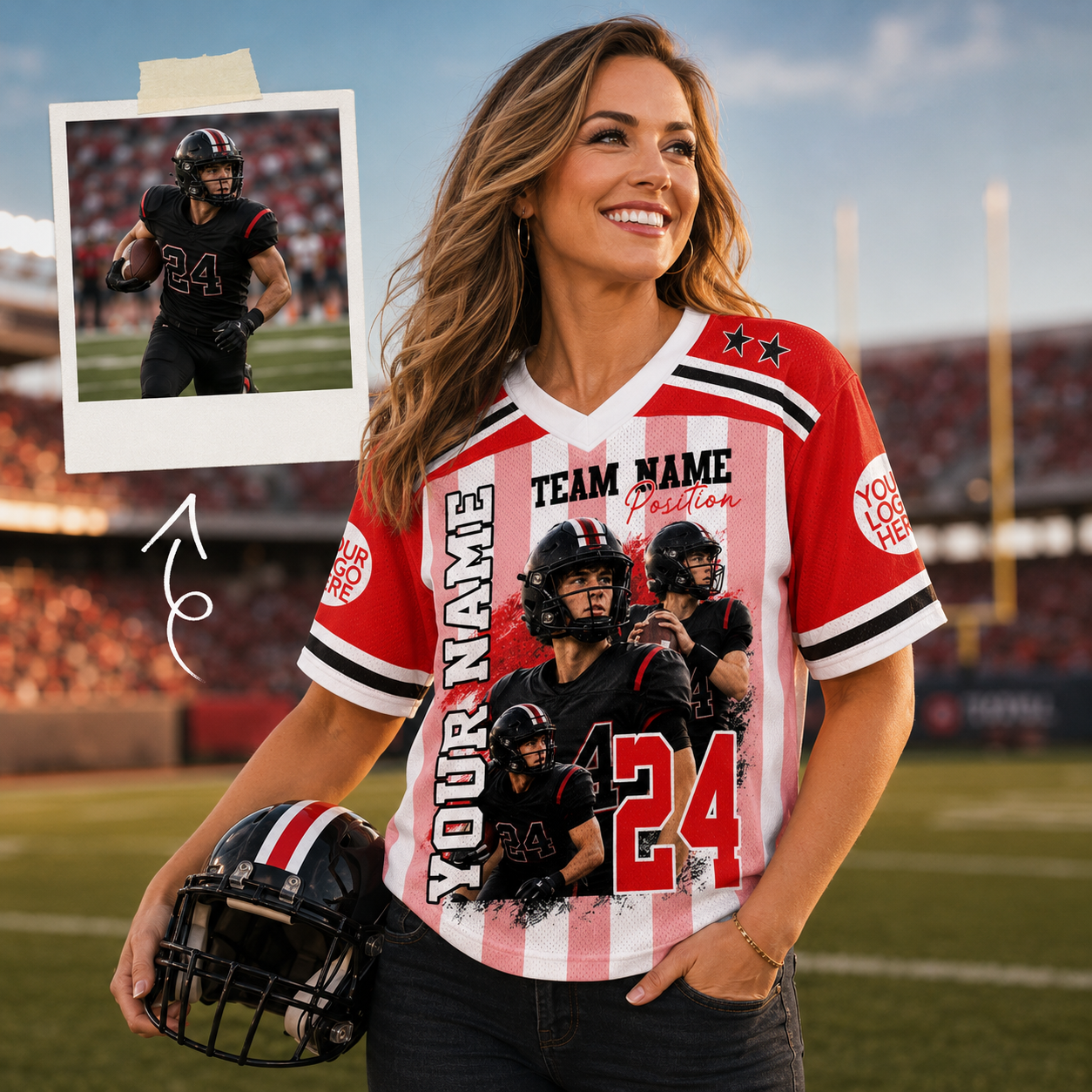 Custom American Football Photos Collage Shirt, Sport Lover Gift L0411 Pt99