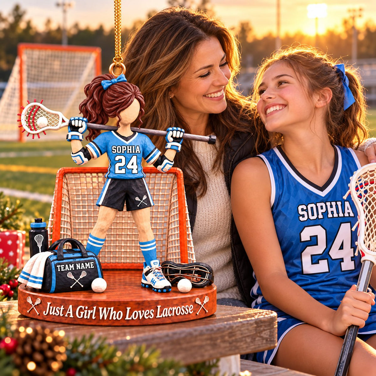 Personalized Just A Girl Who Loves Lacrosse Ornament, Custom Name & Number Player Lacrosse Ornament, Gift For Lacrosse Lover T1807 Hv01