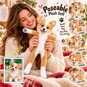 Personalized Welsh Corgi Photo Pet Squishy Toy Poseable Plush Doll, Funny Gift For Dog Mom, Dad, Pet Lover T1807 T24 TL06