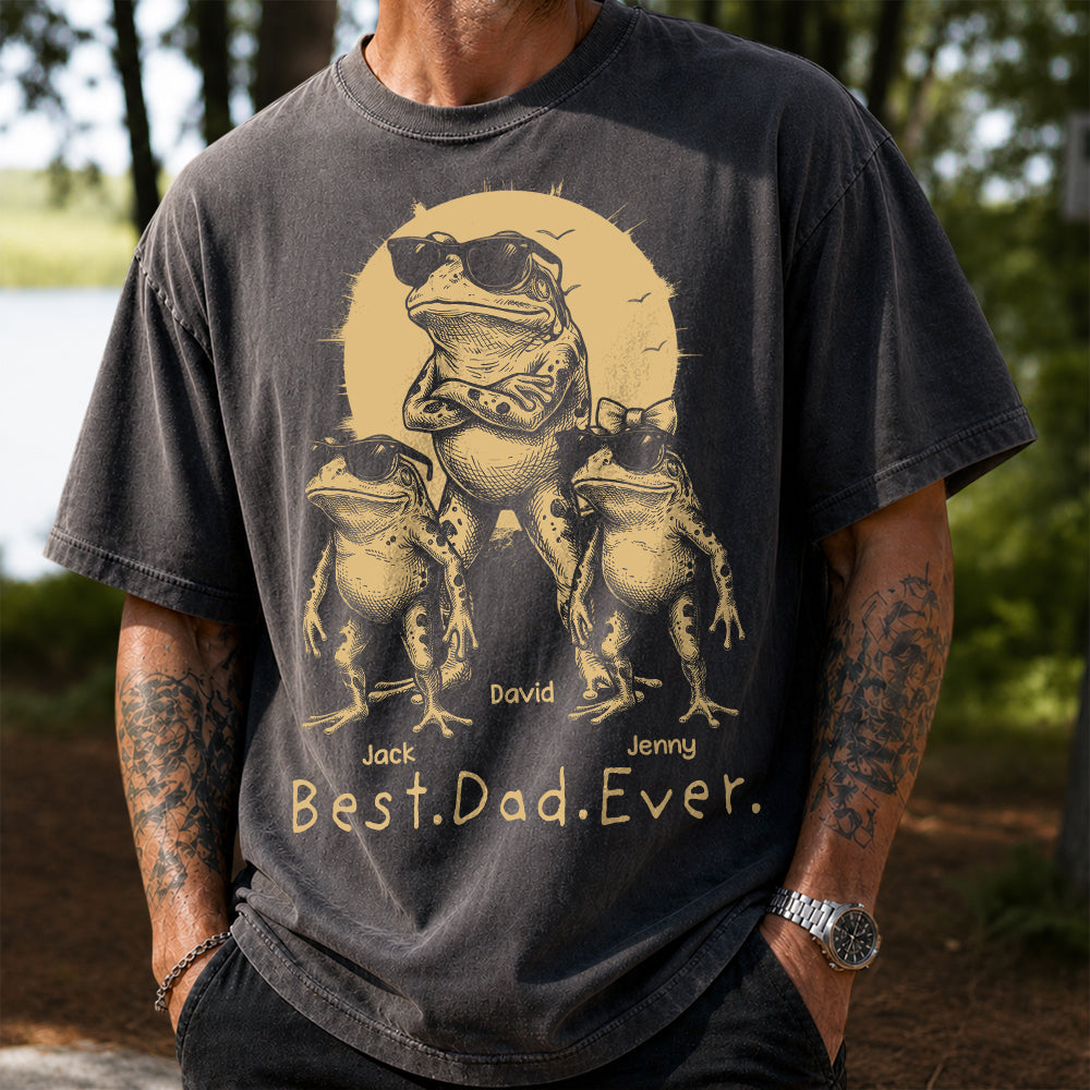 Best Dad Ever Dad Frog, Personalized T-Shirt Father Day, Gifts for Dad Husband, Funny Papa Tshirt Cool Daddy Frog Tee MI209 Hv01