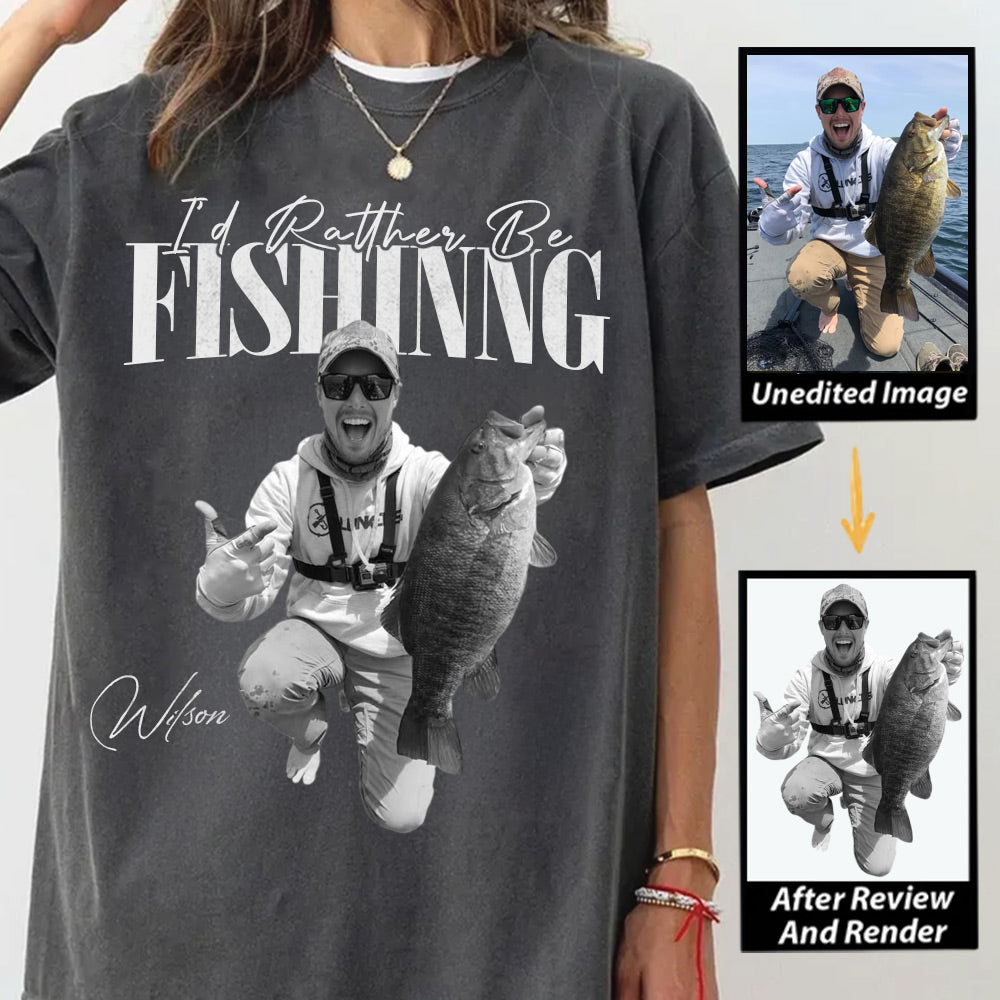 I'd Rather Be Fishing – Washed Tee Retro Bootleg Shirt For Fishing Na02