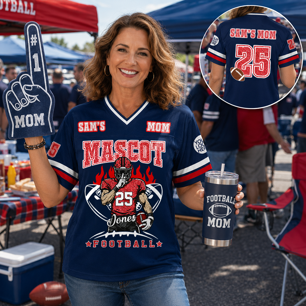 Personalized Football Mom Jersey Custom Clipart Football Player - Sport Loving Family Gifts NA04 Vr2