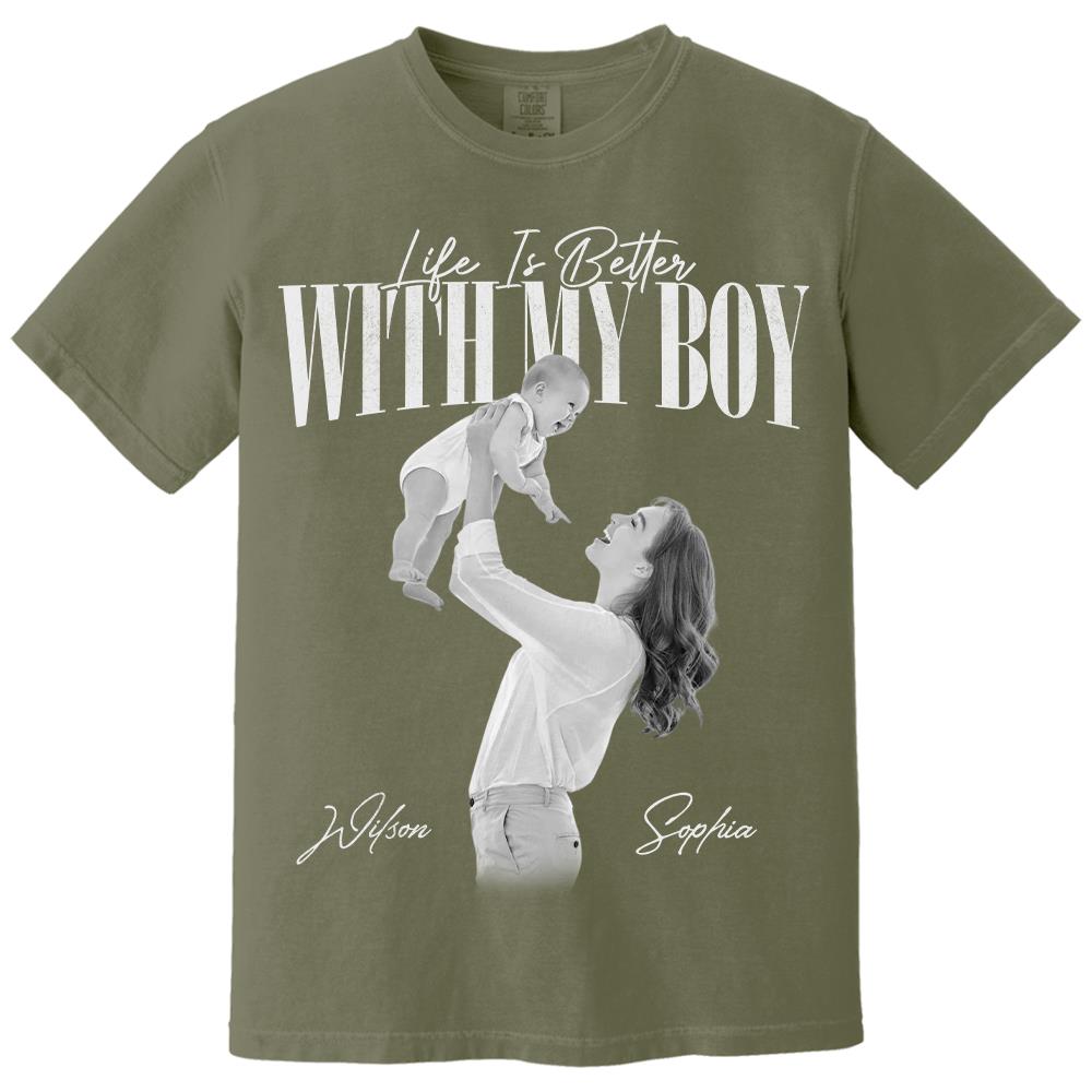 Life Is Better With My Boys - Washed Tee Retro Bootleg Shirt For Boy Mom Na02