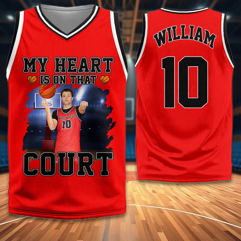 Custom My Heart Is On That Court Basketball Jersey Gift For Basketball Lovers - Personalized Gift For Basketball Player New Na02 Li29