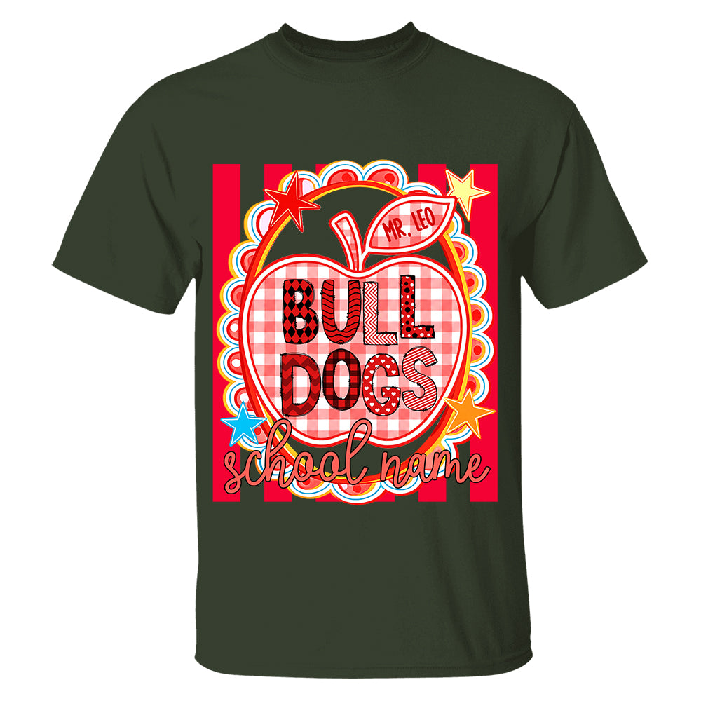 Personalized School Mascot Doodle Pattern T-Shirt For Teacher, Preppy Back To School, Gifts For Teacher Student MI209 TH23