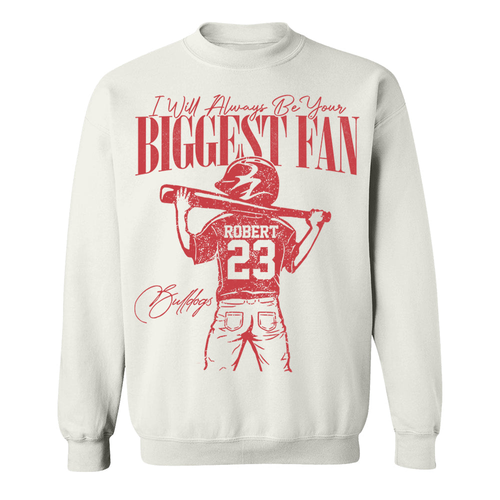 I'll Always Be Your Biggest Fan - Personalized Mascot, Name & Number Baseball Player A2110