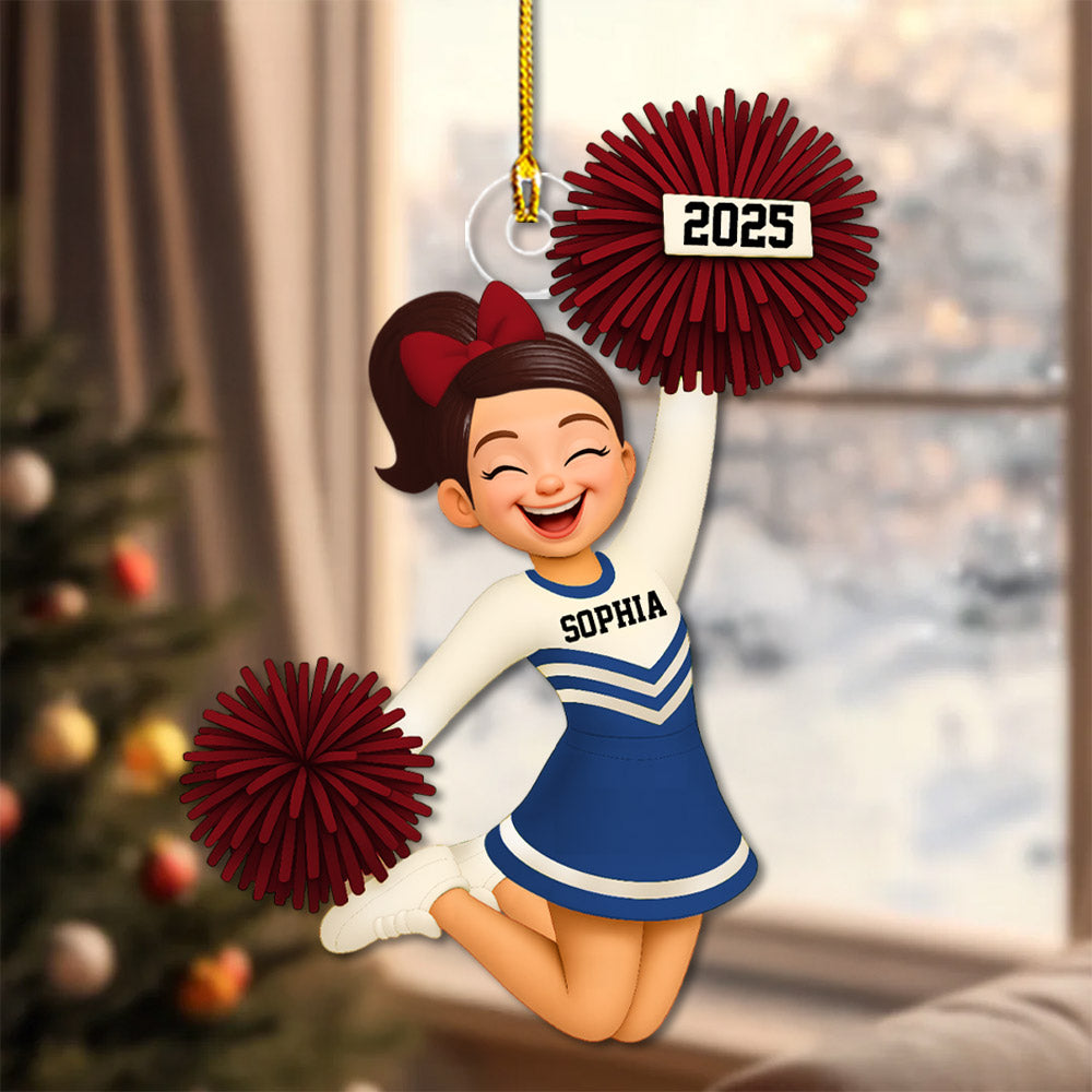 Personalized 3D Effect Cheerleader Girl Personalized Acrylic Ornament, Christmas Gift for Daughter, for Granddaughter Na02 Pt99