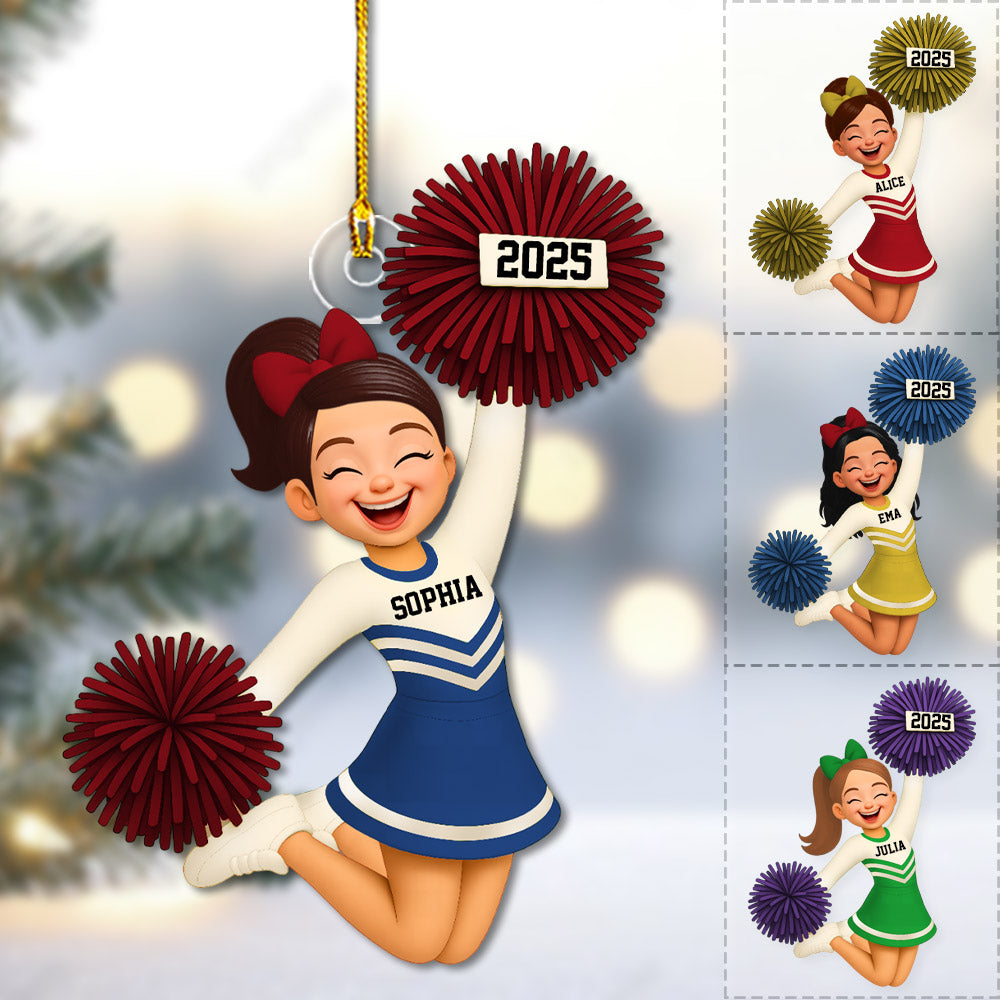 Personalized 3D Effect Cheerleader Girl Personalized Acrylic Ornament, Christmas Gift for Daughter, for Granddaughter Na02 Pt99