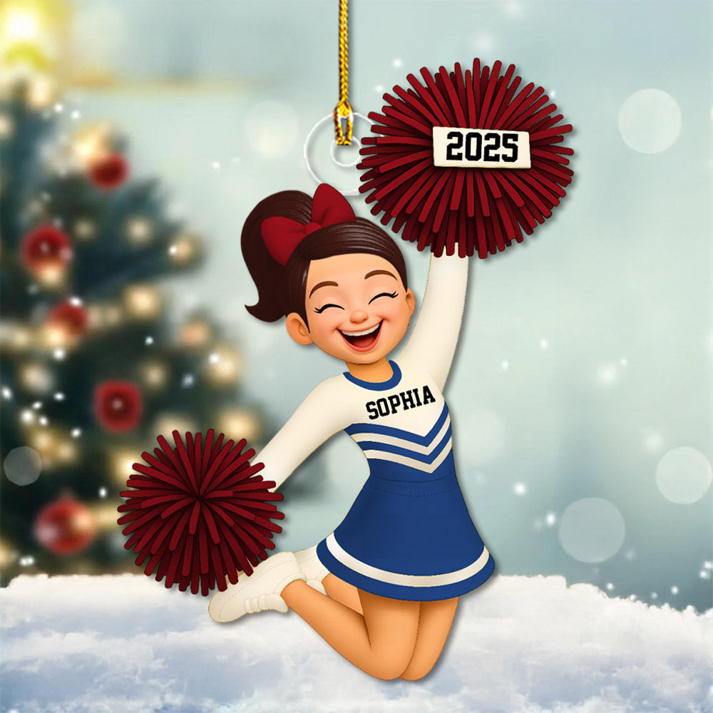 Personalized 3D Effect Cheerleader Girl Personalized Acrylic Ornament, Christmas Gift for Daughter, for Granddaughter Na02 Pt99