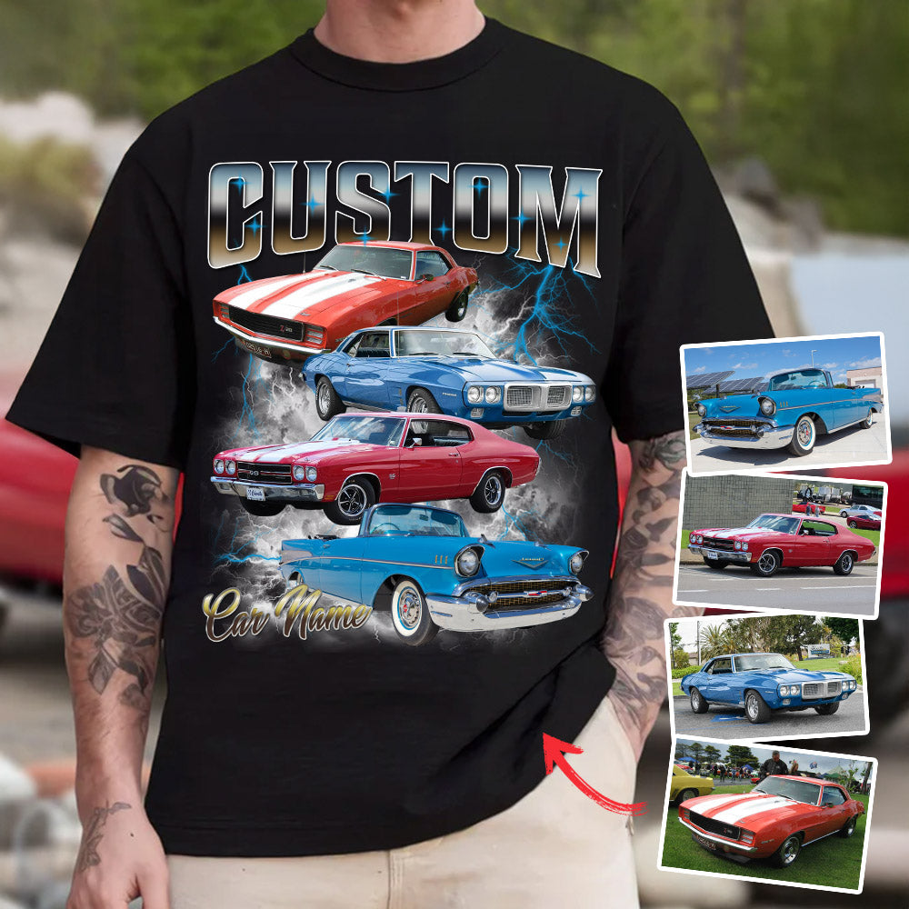 Your Car On Shirt, Highly Customizable Car Shirt, Custom Classic Car Tee, Custom Car Photo Vintage T-Shirts, Insert Your Photo Pt99