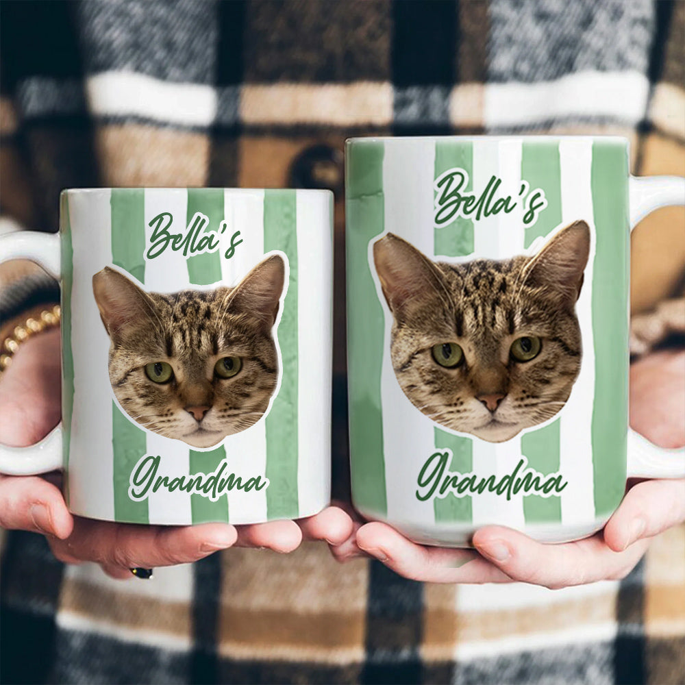 Stripe Baby Face Mug Pet Face Mug Gift For Mom, Dad, Grandma, Grandpa - Personalized Photo Mug Li29