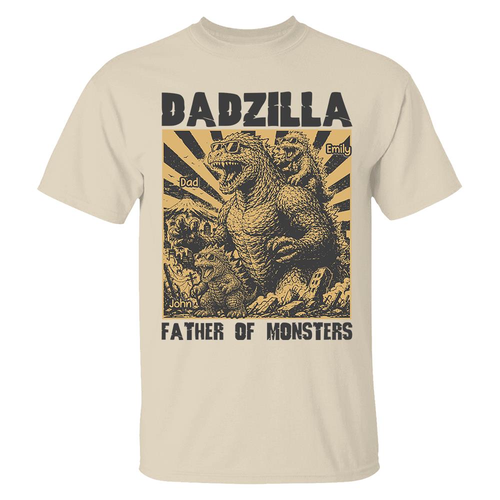 Personalized Dadzilla T-Shirt Father Day Gifts for Dad Funny Papa Tshirt Cool Daddy Dinosaur Tee Vr2