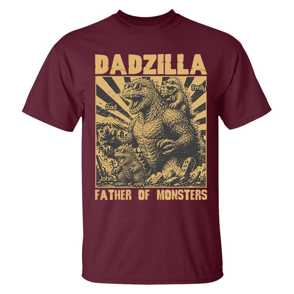 Personalized Dadzilla T-Shirt Father Day Gifts for Dad Funny Papa Tshirt Cool Daddy Dinosaur Tee Vr2