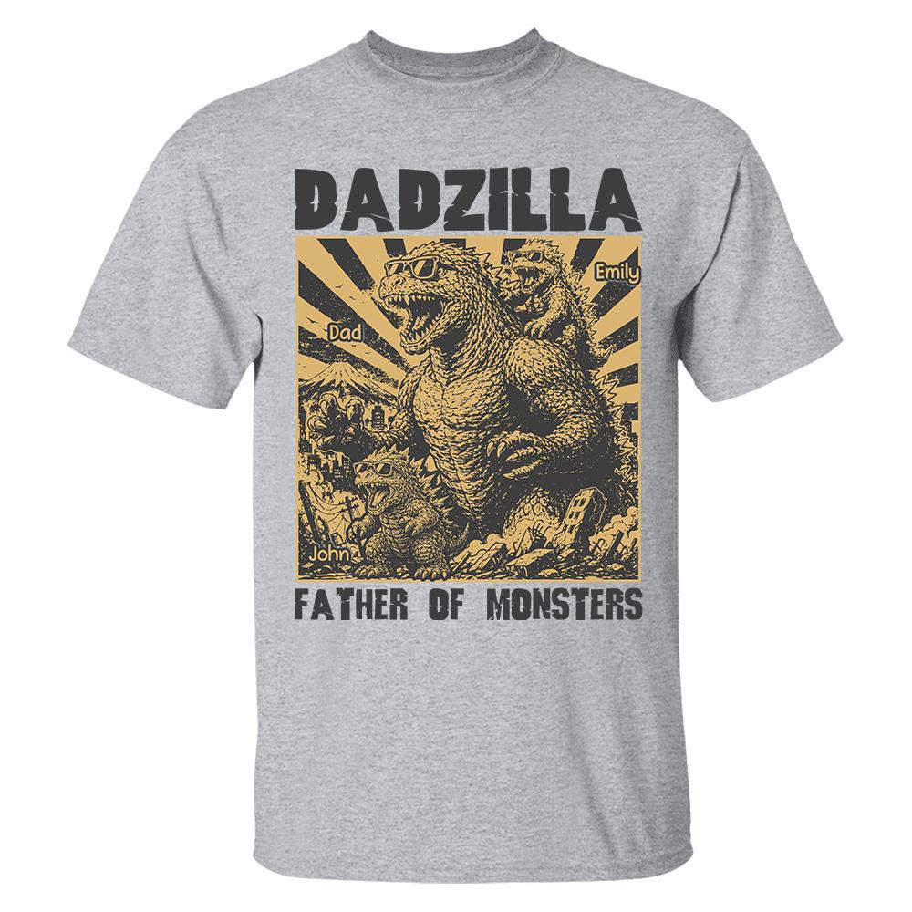 Personalized Dadzilla T-Shirt Father Day Gifts for Dad Funny Papa Tshirt Cool Daddy Dinosaur Tee Vr2