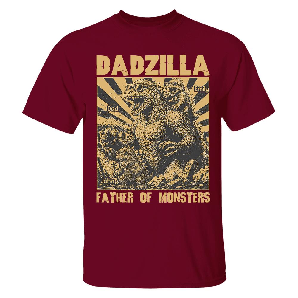 Personalized Dadzilla T-Shirt Father Day Gifts for Dad Funny Papa Tshirt Cool Daddy Dinosaur Tee Vr2