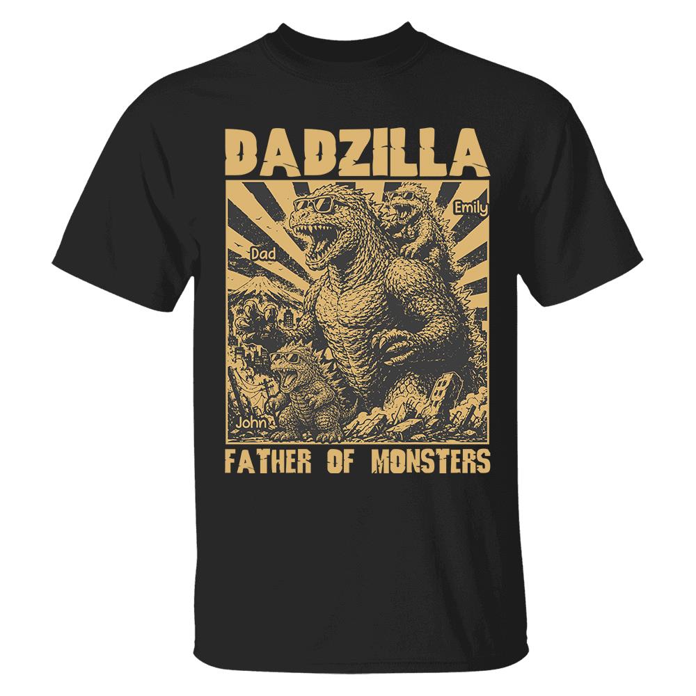 Personalized Dadzilla T-Shirt Father Day Gifts for Dad Funny Papa Tshirt Cool Daddy Dinosaur Tee Vr2