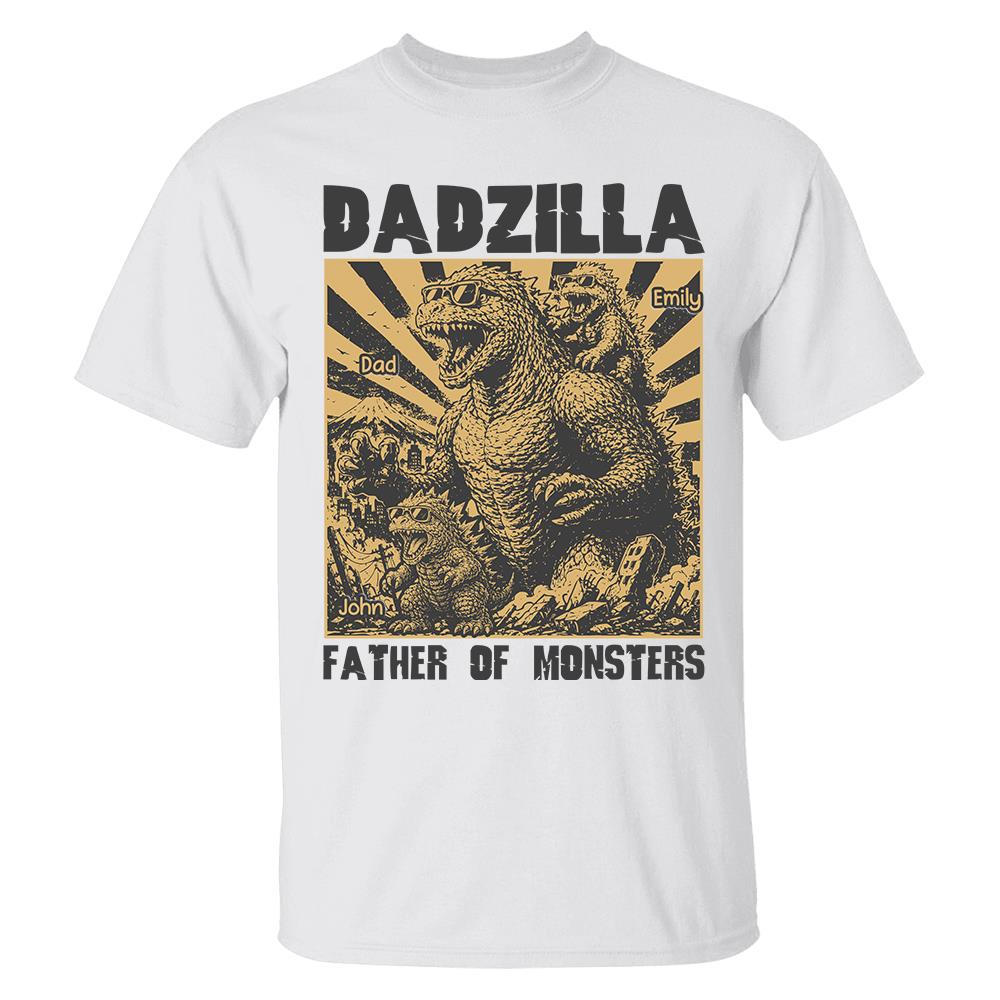 Personalized Dadzilla T-Shirt Father Day Gifts for Dad Funny Papa Tshirt Cool Daddy Dinosaur Tee Vr2