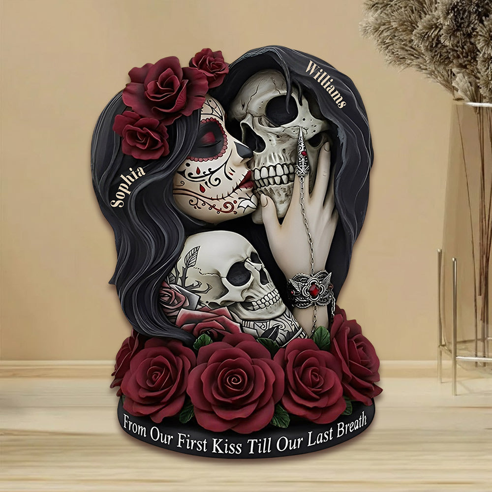 From Our First Kiss Till Our Last Breath - Personalized Skull Ornament For Couple Li29