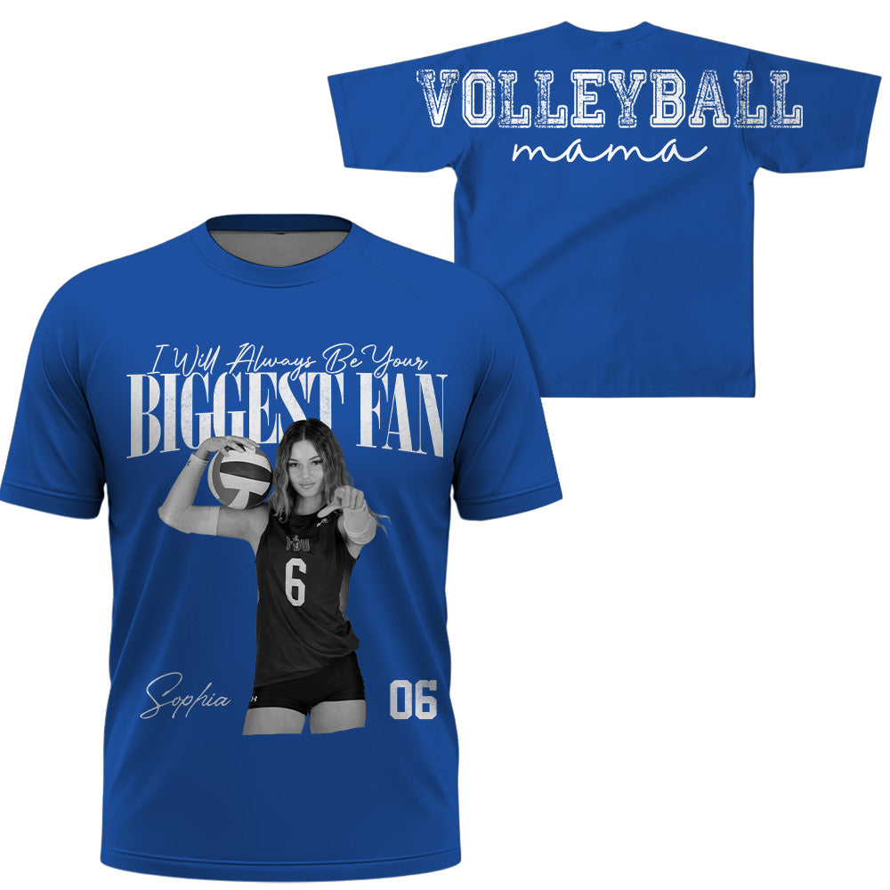 I Will Always Be Your Biggest Fan, Custom Large Back Graphic Volleyball,  Washed Tee Retro Bootleg Shirt, Gift For Volleyball Mom Grandma Sport Family Volleyball Lovers MI209 T24