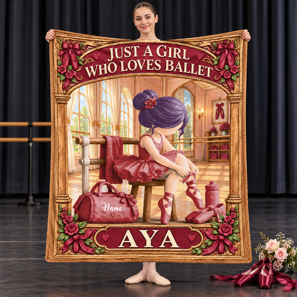 Personalized Ballet Dancer Blanket, Dance Recital Christmas Keepsake C2408 Nh00 DH09