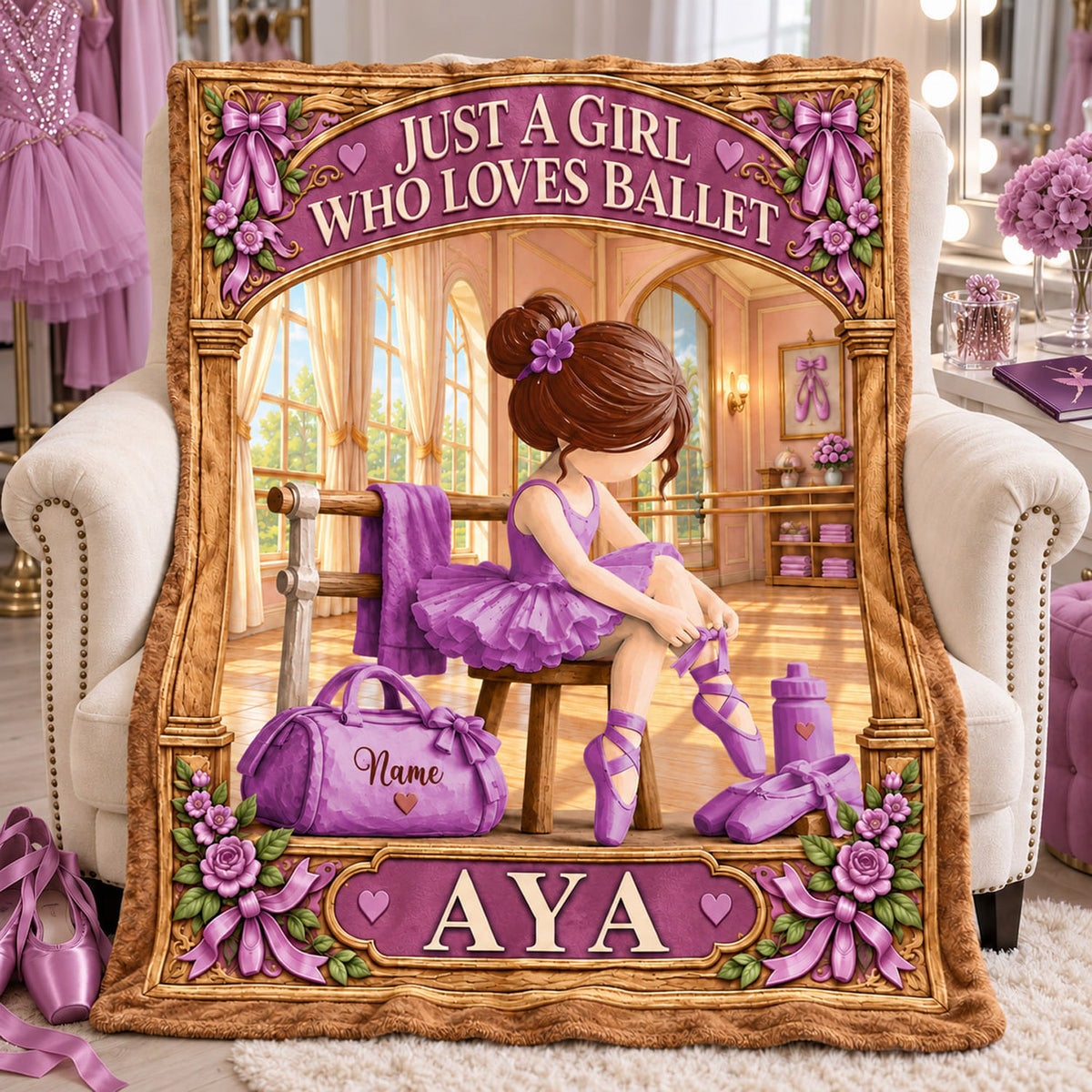 Personalized Ballet Dancer Blanket, Dance Recital Christmas Keepsake C2408 Nh00 DH09