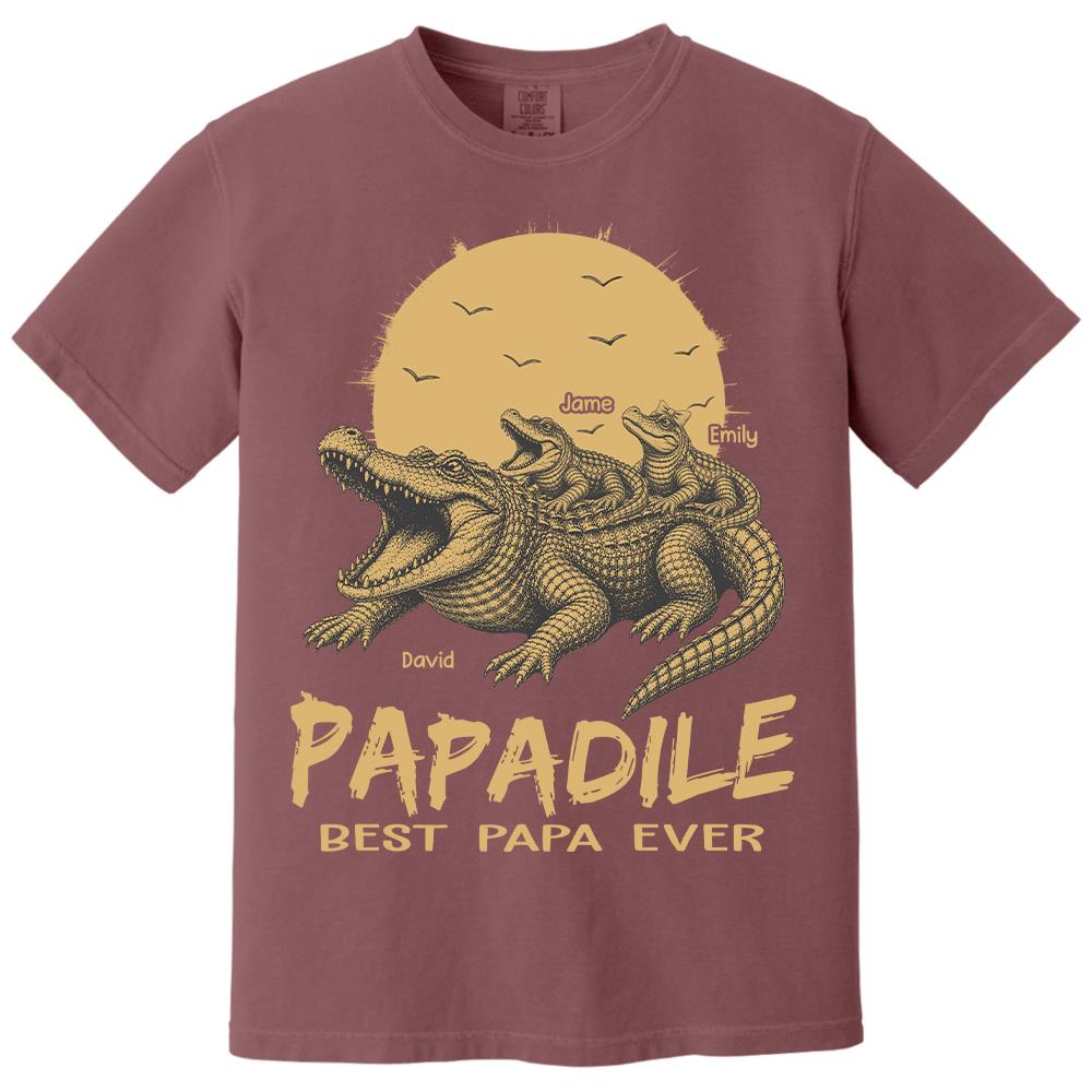 Custom Papadile Crocodile Papa Shirt, Alligator Dad Gift L0411 Hv01