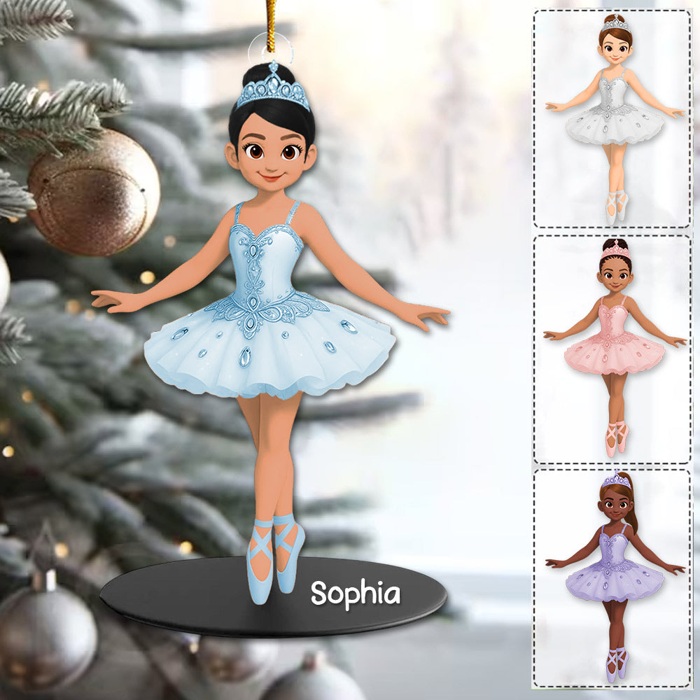 Ballerina Little Girl Christmas Personalized Acrylic Ornament Na02 Li29