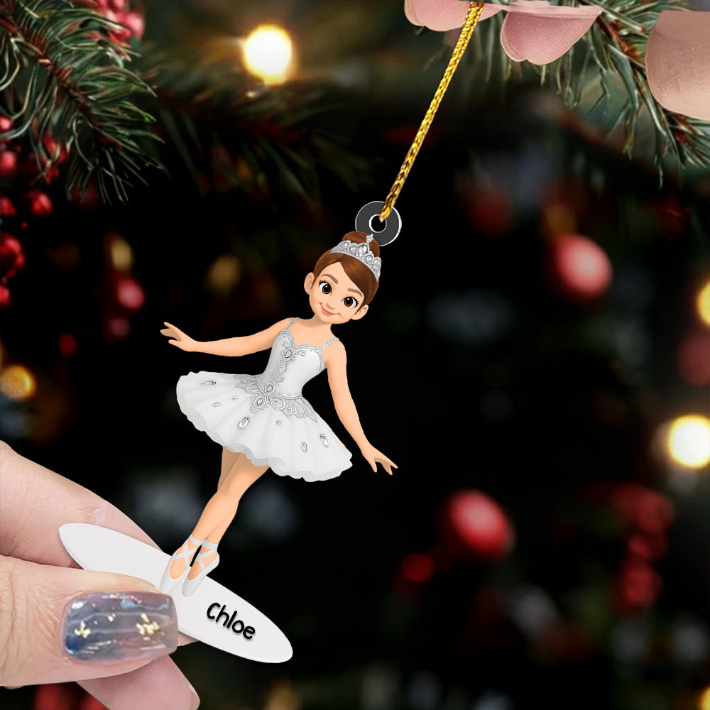 Ballerina Little Girl Christmas Personalized Acrylic Ornament Na02 Li29