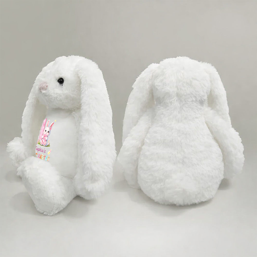 Personalized Plush Bunny with Custom Name for Baby's First Easter, Pastel Keepsake, Unique Gift for New Baby Pt99