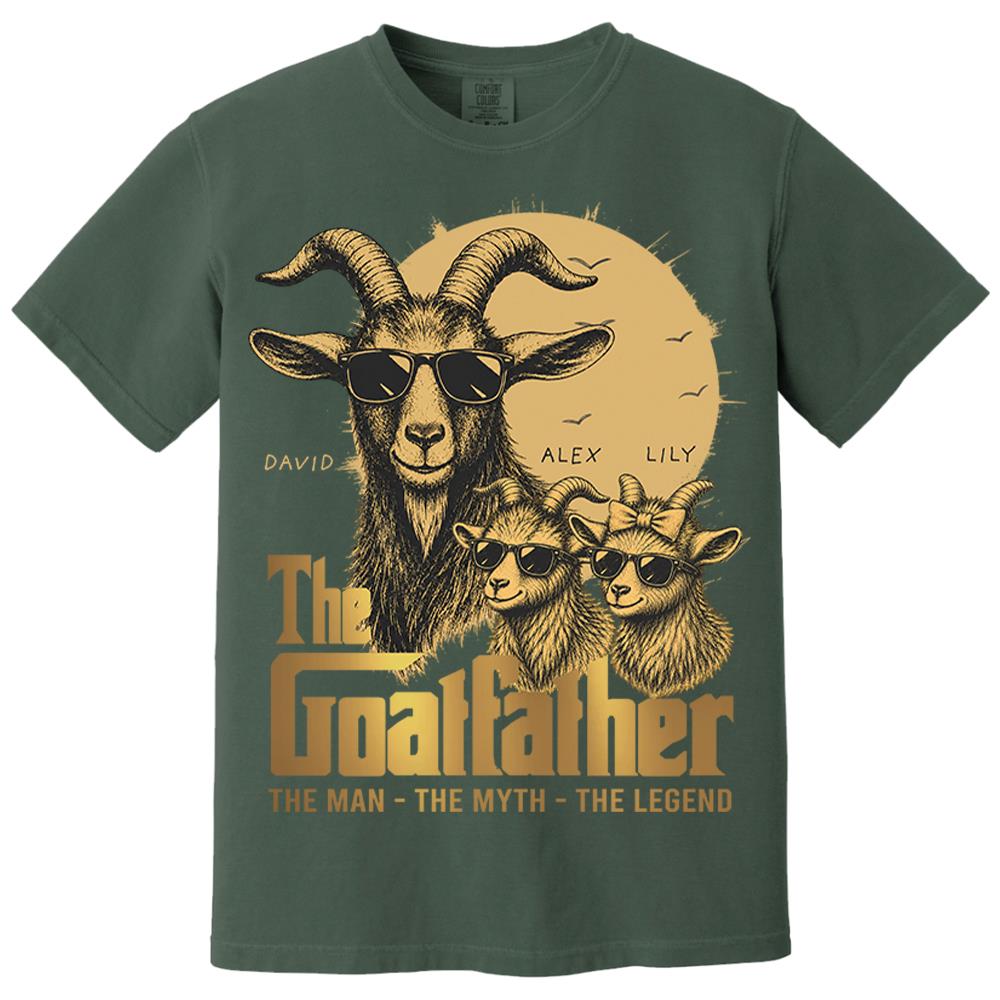 Goat Father The Man The Myth The Legend, Personalized T-Shirt Father Day, Gifts for Dad Husband, Funny Papa  Tshirt Cool Goat Father Tee MI209 Nh00