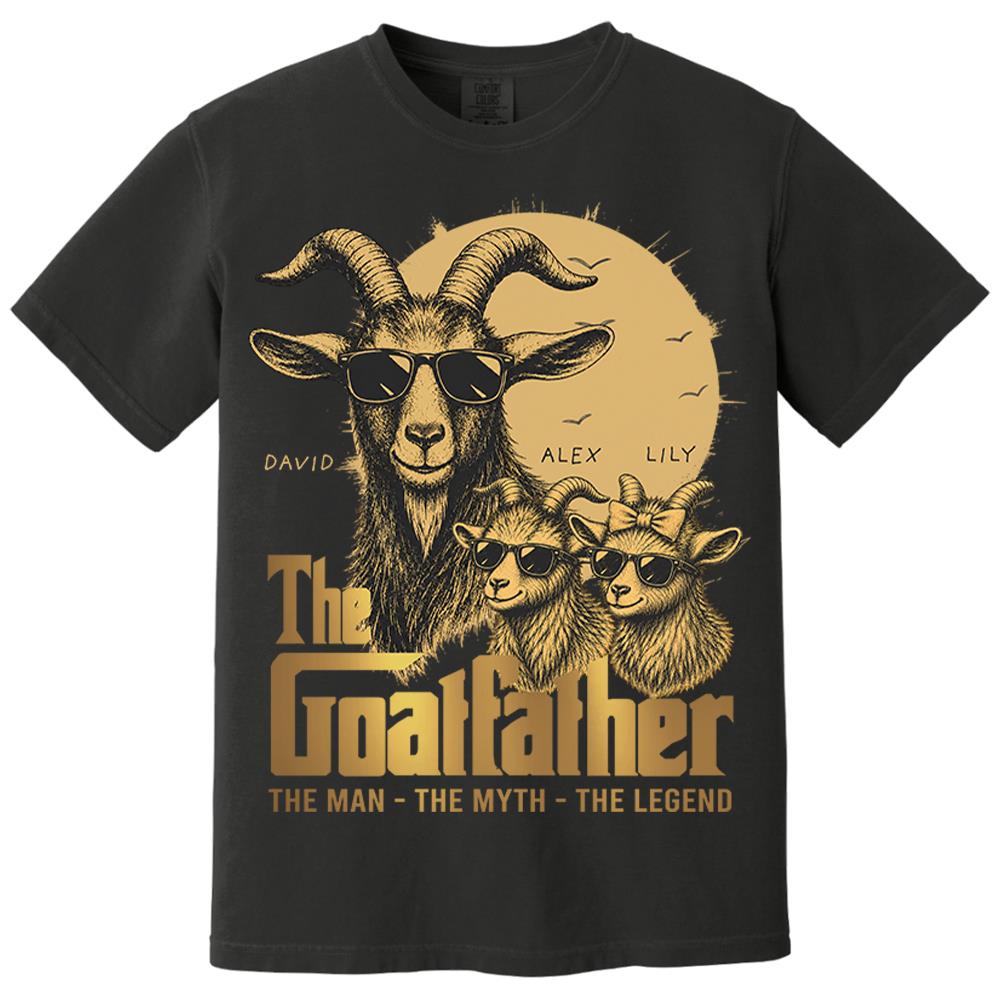 Goat Father The Man The Myth The Legend, Personalized T-Shirt Father Day, Gifts for Dad Husband, Funny Papa  Tshirt Cool Goat Father Tee MI209 Nh00