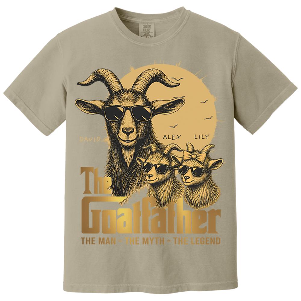 Goat Father The Man The Myth The Legend, Personalized T-Shirt Father Day, Gifts for Dad Husband, Funny Papa  Tshirt Cool Goat Father Tee MI209 Nh00
